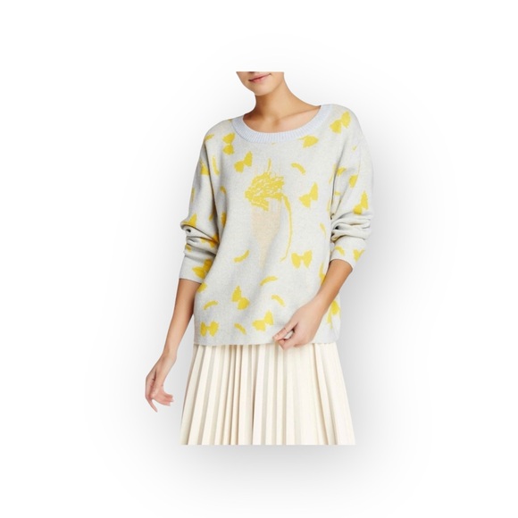 new Wildfox Couture Pasta Delices Vineyard Sweater Blue Iris Intarsia S - Picture 4 of 16